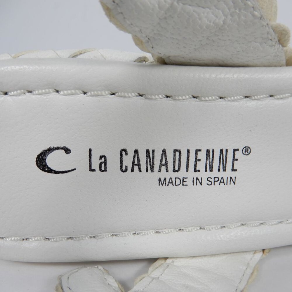 La Canadienne Prevost Platform SANDALS Size EU 40 9.5 Woven White Leather NEW - Picture 13 of 16